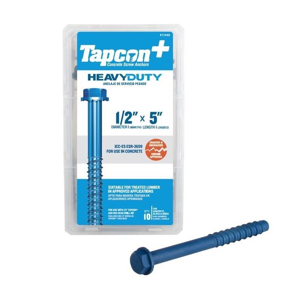 Tapcon + Tapcon Concrete Screw, Hex, 10 PK 11449
